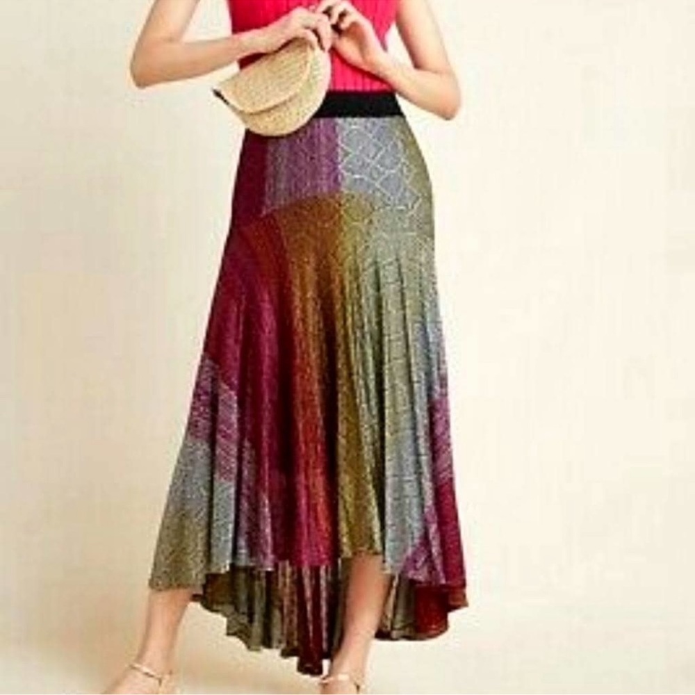 Anthropologie Cecilia Prado Sweater High Low Abstract Multicolor Printed Skirt - Picture 3 of 11